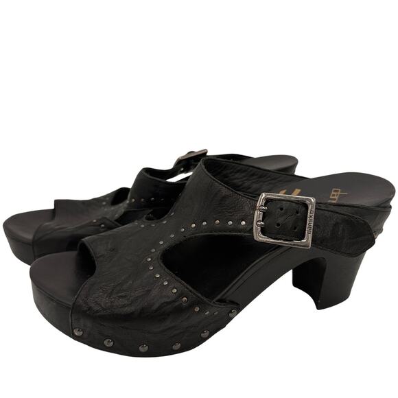 Dansko Black Ripley Studded Wedge High Heels Size 41 / 11 - Picture 5 of 8